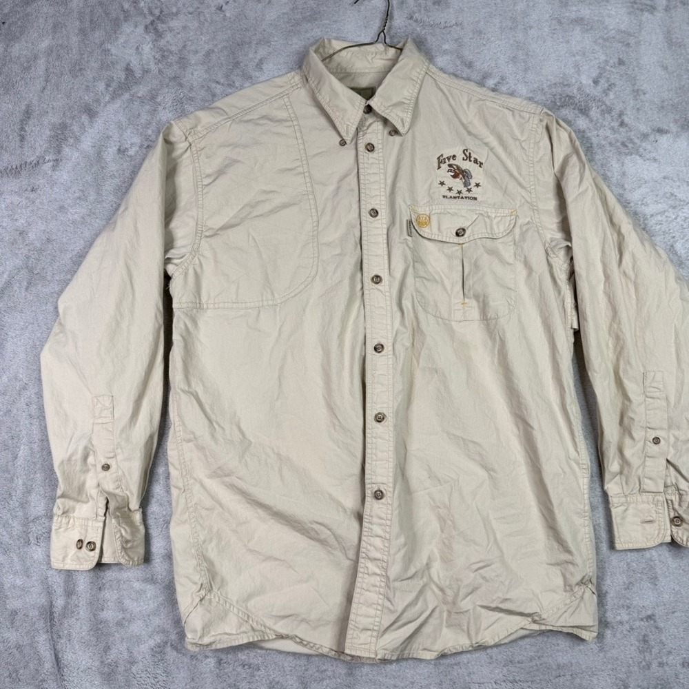 Beretta Five Star Fishing Hunting Shirt Mens L Long Sleeve Button Up Tan